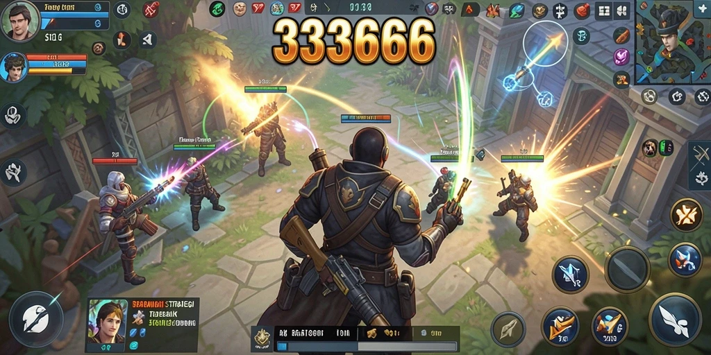 Screenshot gameplay dari 333666 menampilkan strategi pertempuran yang seru.