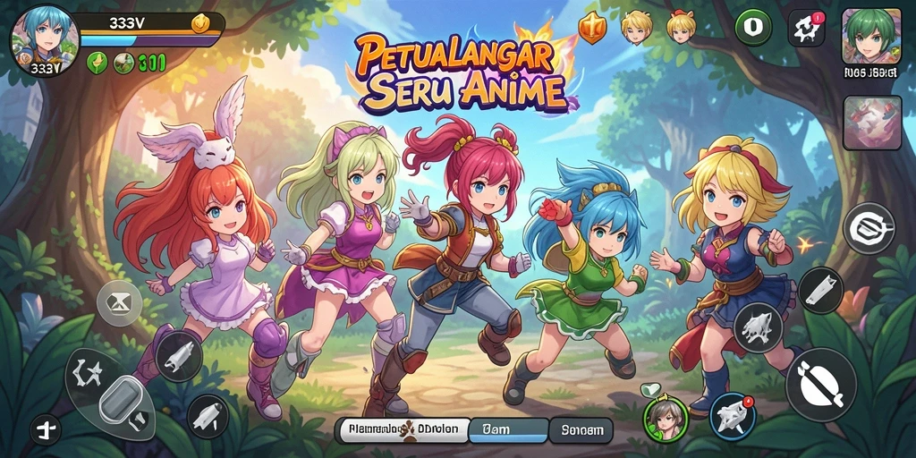 Screenshot gameplay 333V yang menampilkan pertarungan karakter anime.