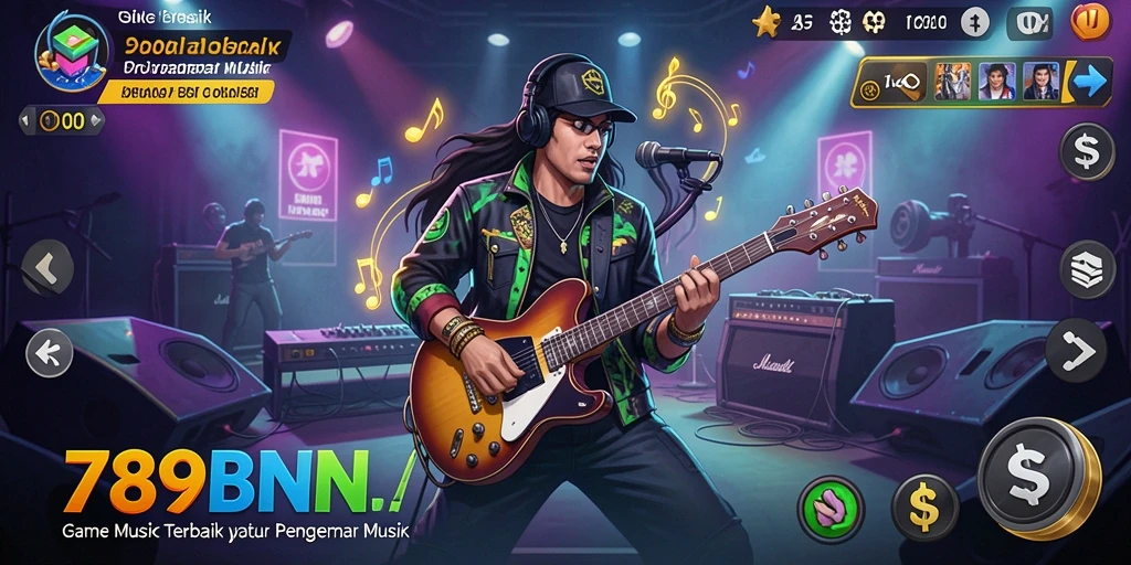 Tampilan gameplay interaktif di 789BNI saat menikmati musik.