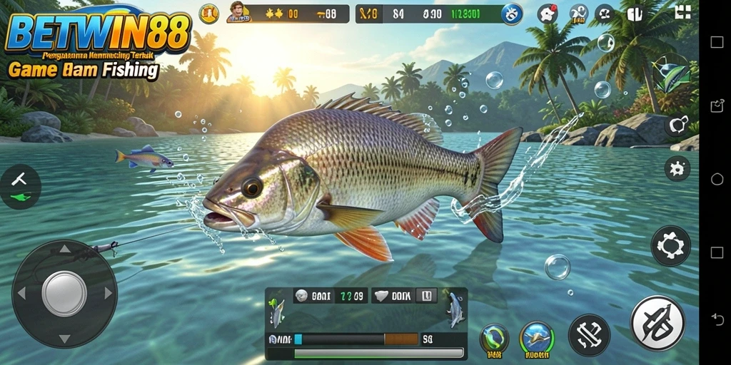 Screenshot dari gameplay BETWIN88 yang menggambarkan aksi memancing yang mendebarkan.
