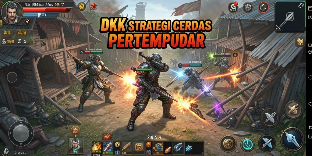 Tampilan gameplay DKK menampilkan pertempuran strategi yang mendebarkan.