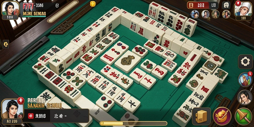 Tangkapan layar gameplay F7F7 yang menarik dengan ubin Mahjong berwarna-warni.