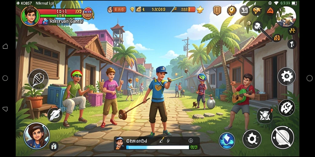 Screenshot utama KO857 menunjukkan gameplay yang ceria dan menghibur.