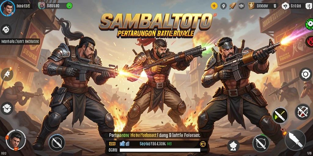 Gameplay mendebarkan dalam SAMBALTOTO menunjukkan aksi pertarungan Battle Royale.