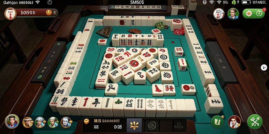 Tampilan gameplay SM605 yang seru dengan grafis Mahjong menarik.