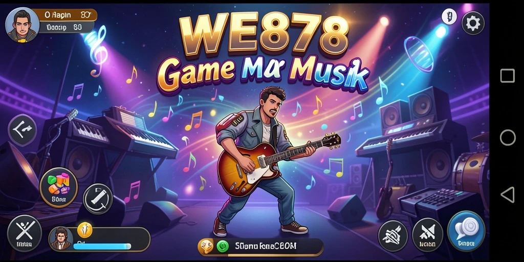 Tampilan gameplay WE878 yang menarik dan penuh warna dengan elemen musik.